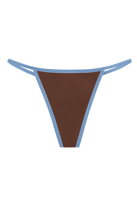 High Rise String Thong - Brown / Sky Blue - BRNB
