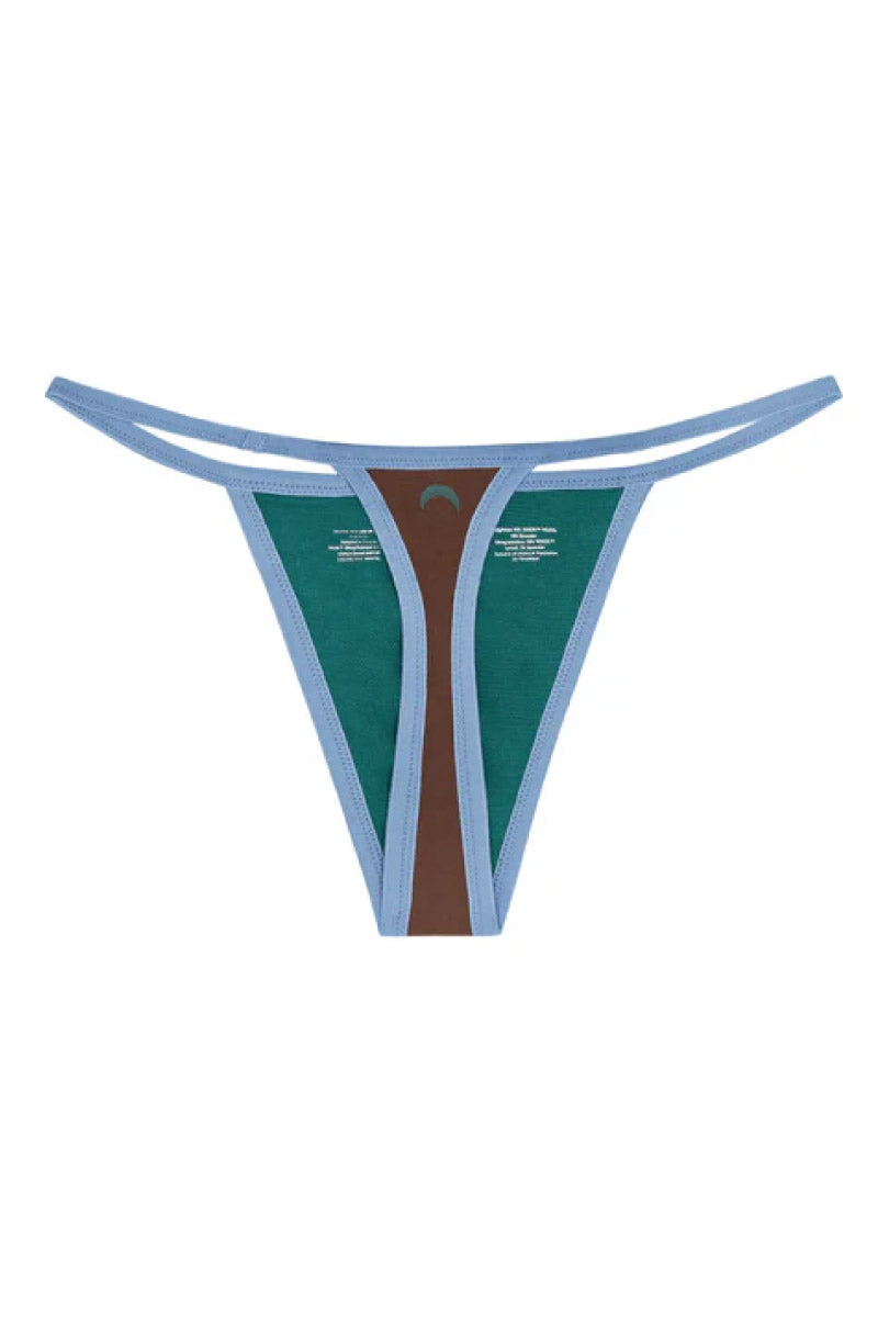 High Rise String Thong - Brown / Sky Blue - BRNB