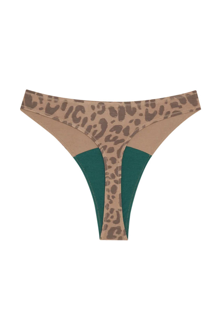 High Rise Thong - Tan Leopard - LEO