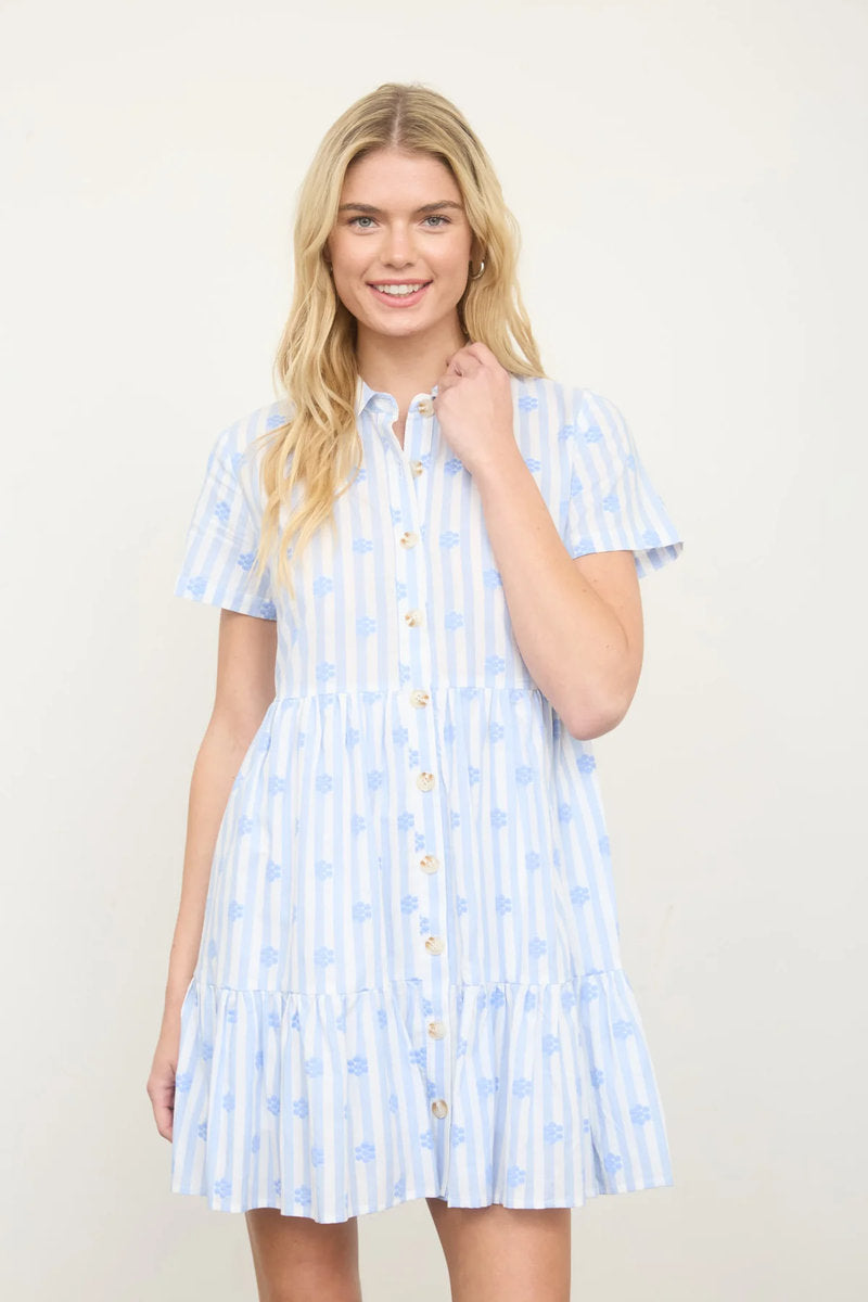 Honeycomb Floral Mini Dress - BLU