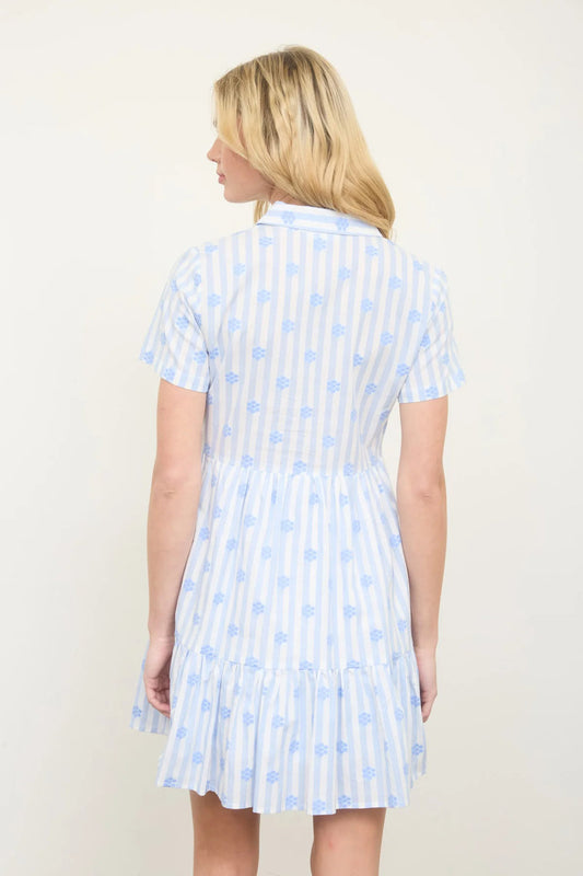 Honeycomb Floral Mini Dress - BLU