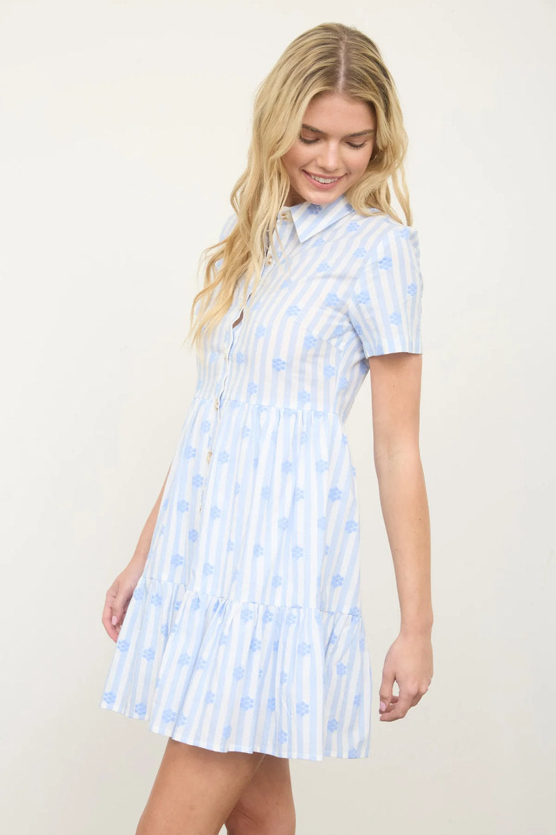 Honeycomb Floral Mini Dress - BLU