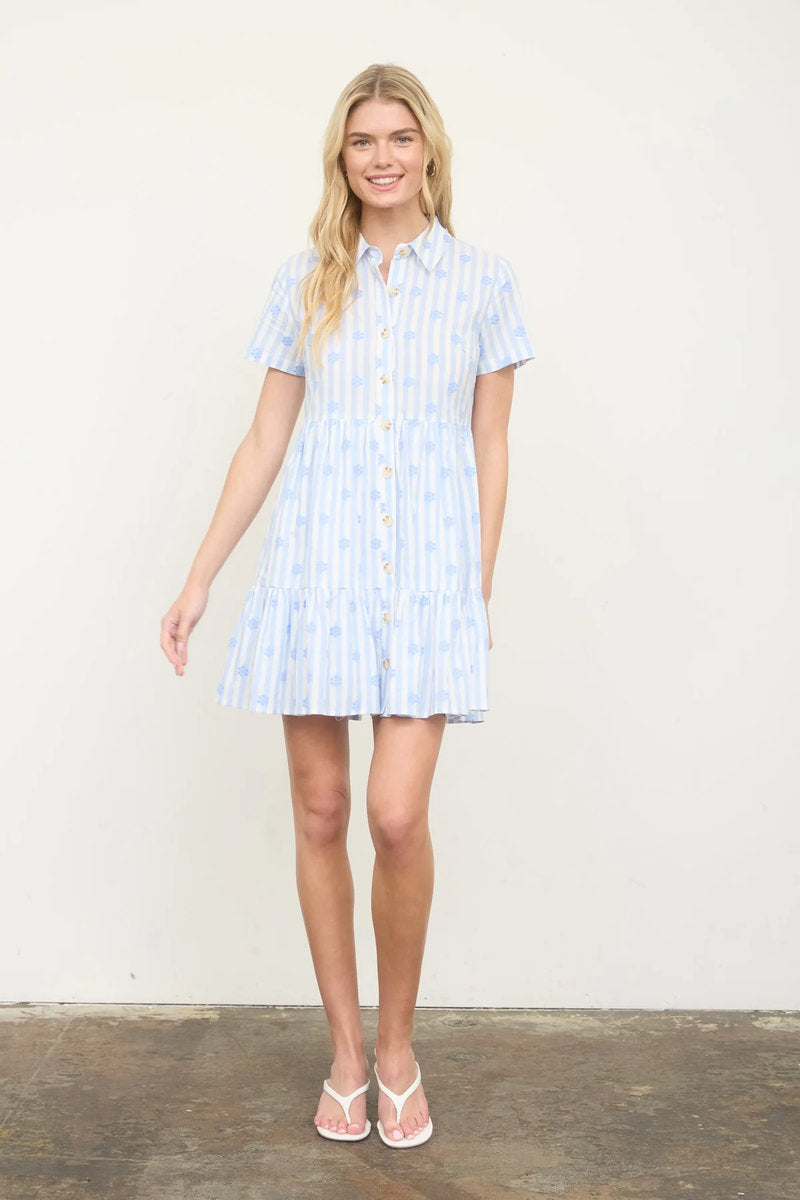 Honeycomb Floral Mini Dress - BLU