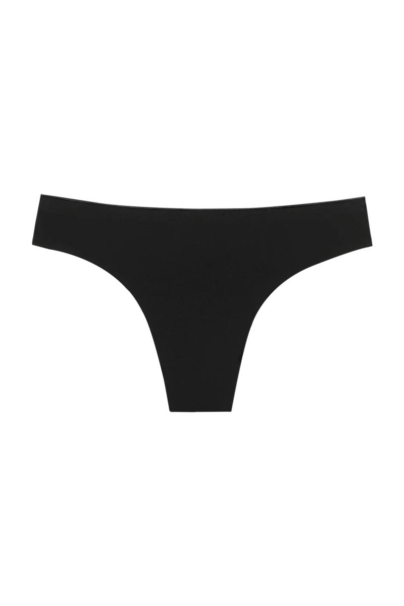 Seamless Low Mid Rise Thong - Black