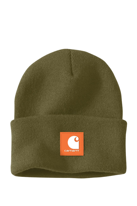 Knit Rubber Patch Beanie - Dark Bronzed Green - DBG