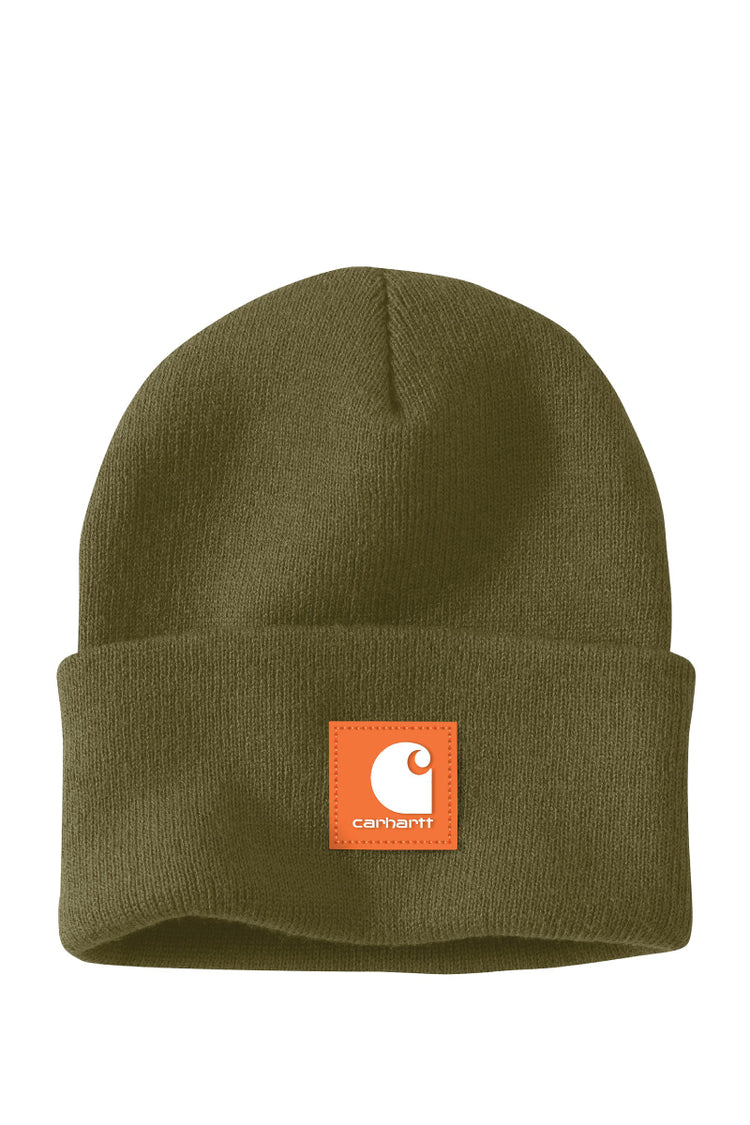 Knit Rubber Patch Beanie - Dark Bronzed Green - DBG