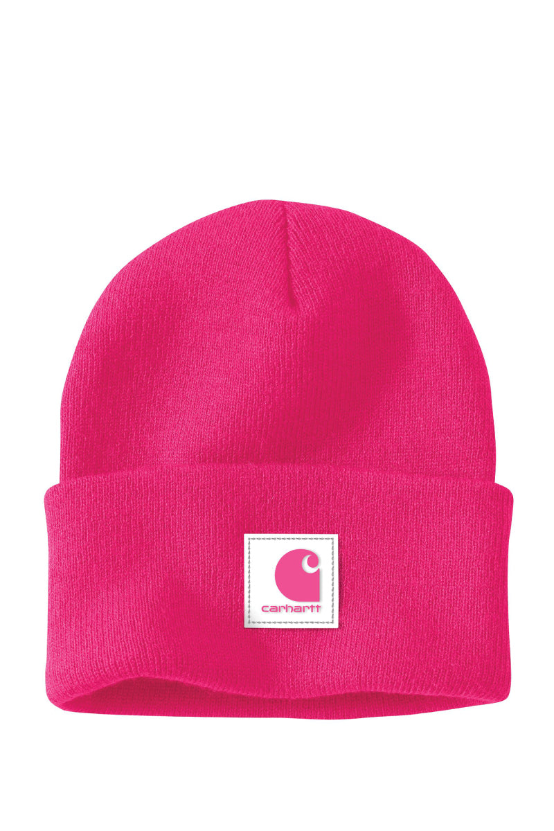 Knit Rubber Patch Beanie - Pink Glow - PKG