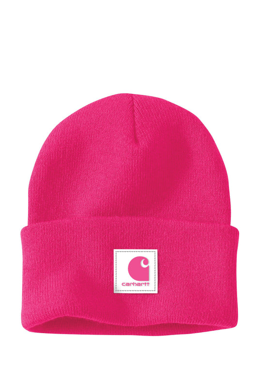 Knit Rubber Patch Beanie - Pink Glow - PKG