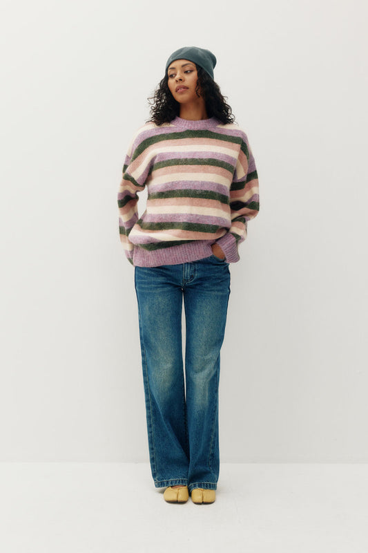 Bonbon Stripe Rugby Sweater - PUR