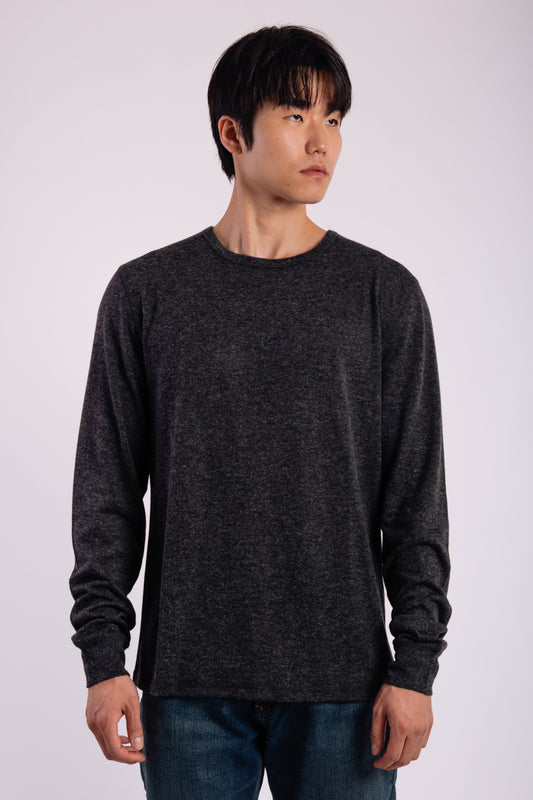Heathered Thermal Long Sleeve - BLK