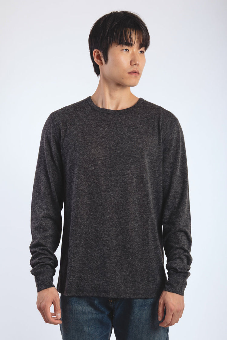 Heathered Thermal Long Sleeve - BLK