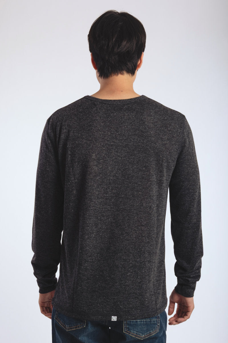 Heathered Thermal Long Sleeve - BLK
