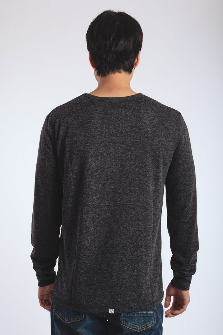 Heathered Thermal Long Sleeve - BLK