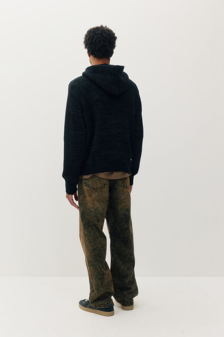 Knitted Zip Hoodie - BLK