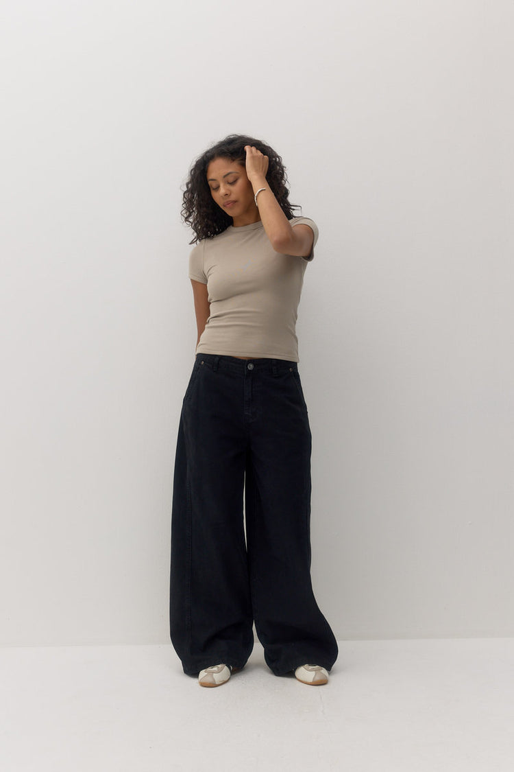 Low Curve Utility Denim Pants - BLK