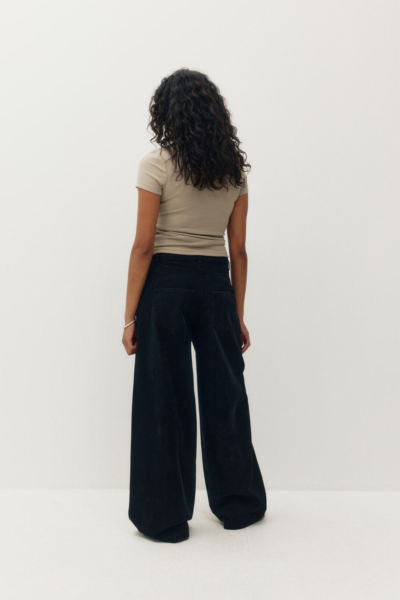 Low Curve Utility Denim Pants - BLK