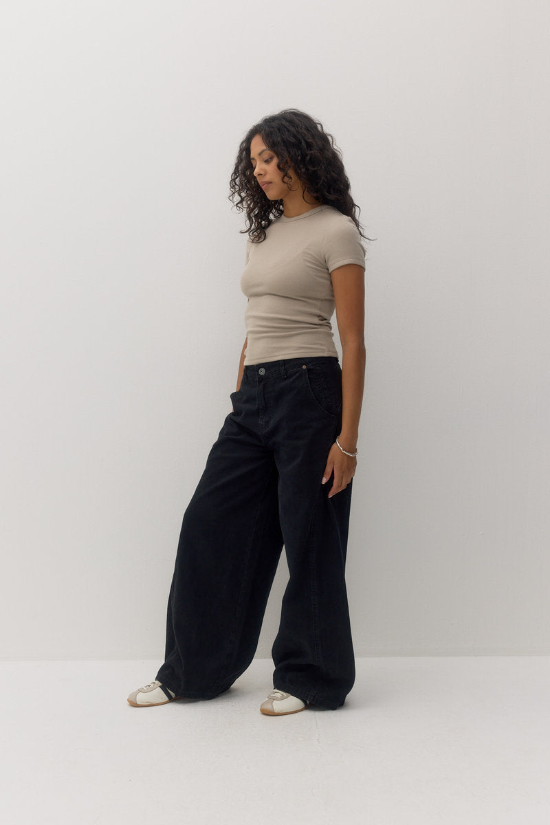 Low Curve Utility Denim Pants - BLK