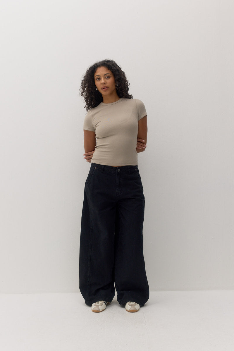 Low Curve Utility Denim Pants - BLK
