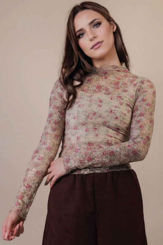 Lace Floral Mesh Top - BGE