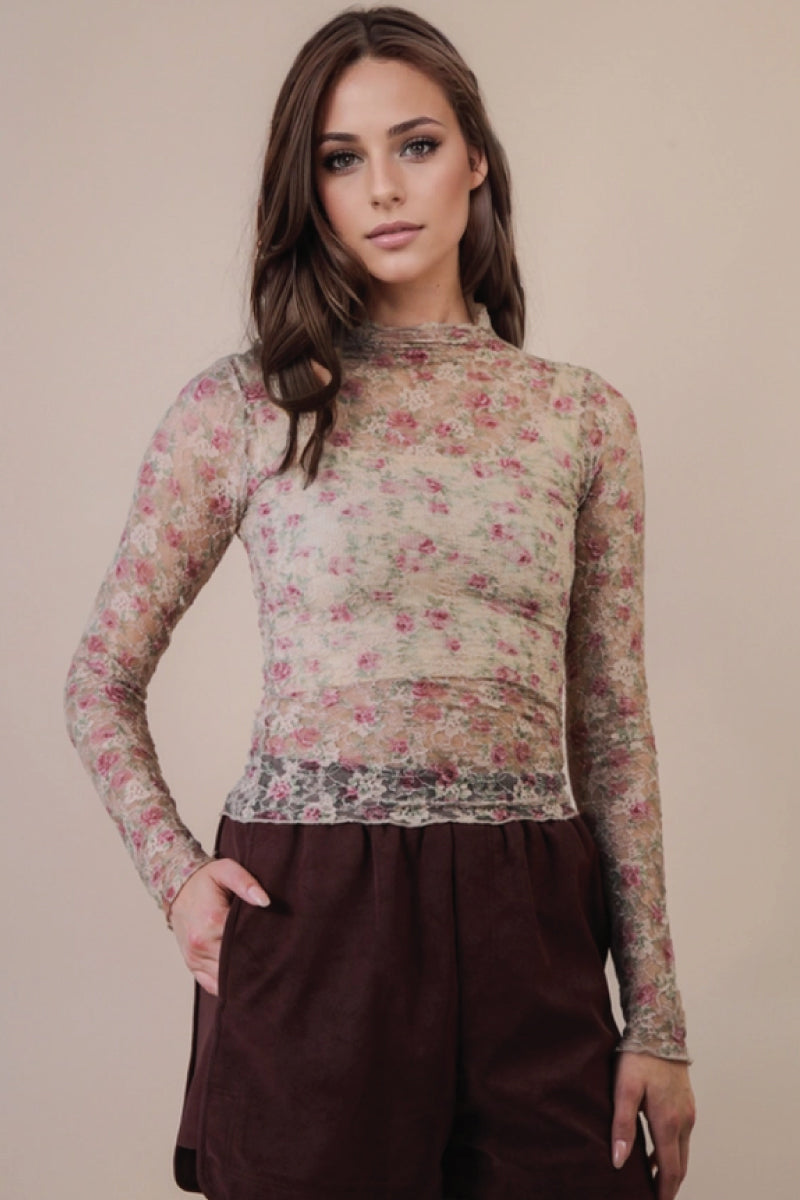 Lace Floral Mesh Top - BGE