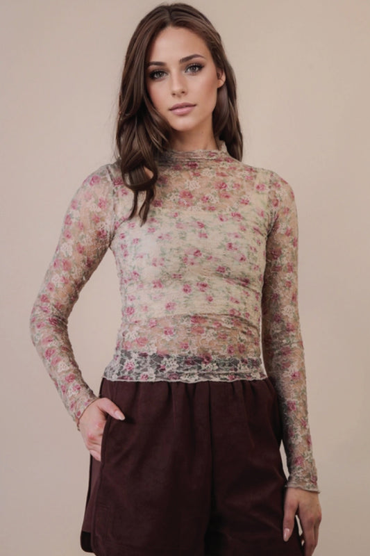 Lace Floral Mesh Top - BGE