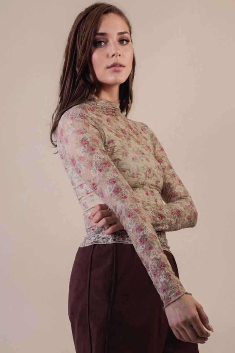 Lace Floral Mesh Top - BGE
