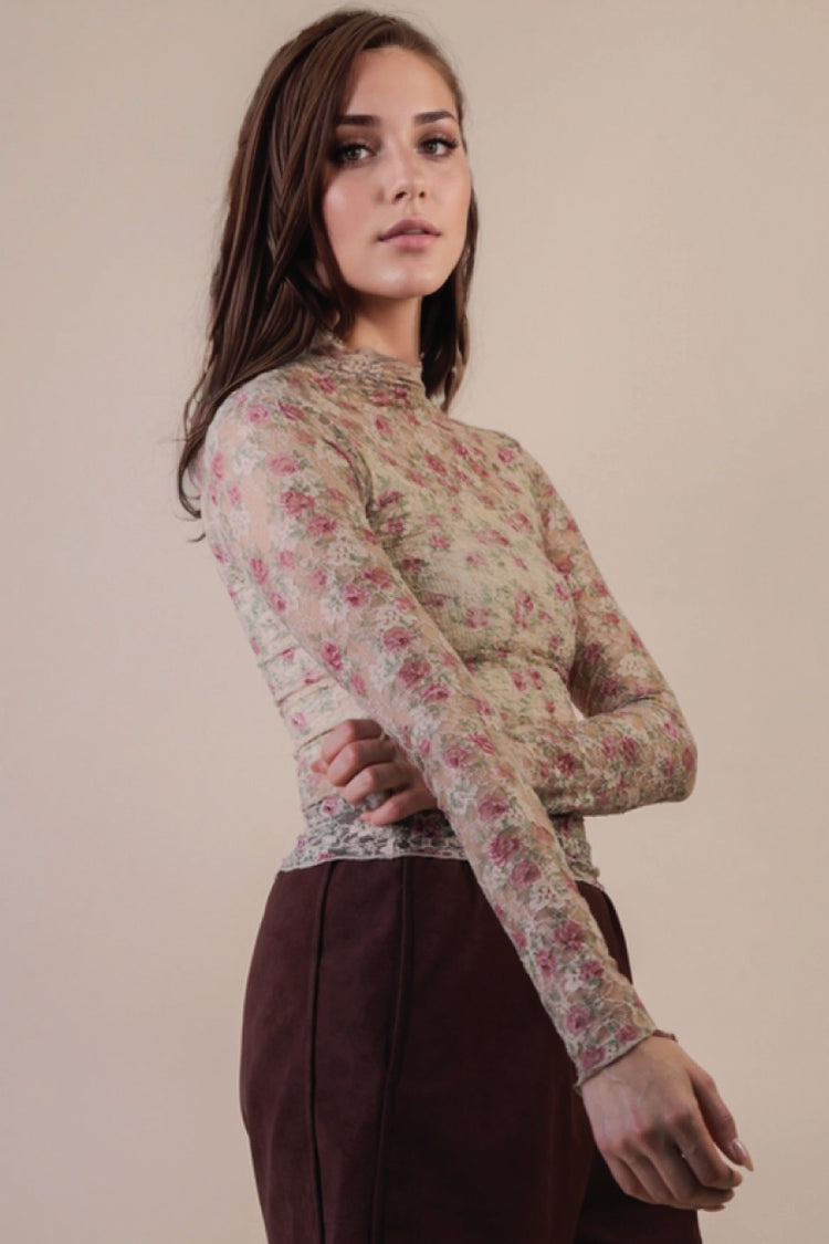 Lace Floral Mesh Top - BGE