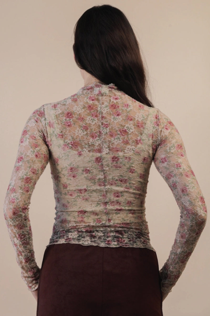 Lace Floral Mesh Top - BGE