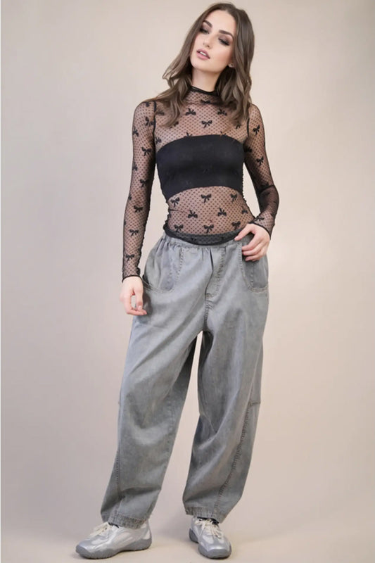 Lace Floral Mesh Top - BOW