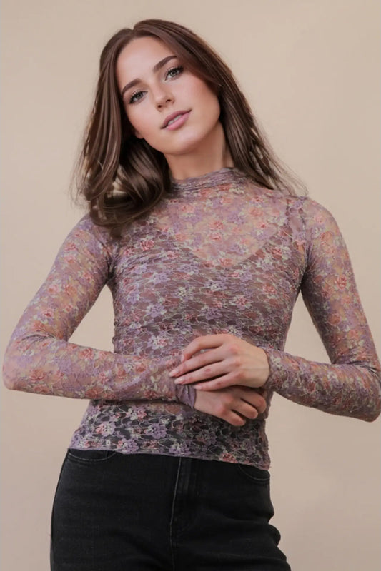 Lace Floral Mesh Top - MVE