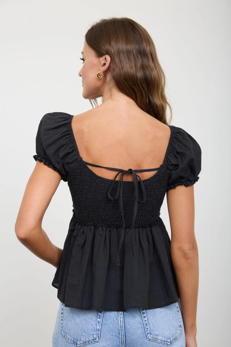 Lace Peplum Top - BLK