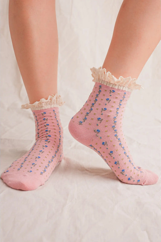 Lace Top Rose Socks - BLS