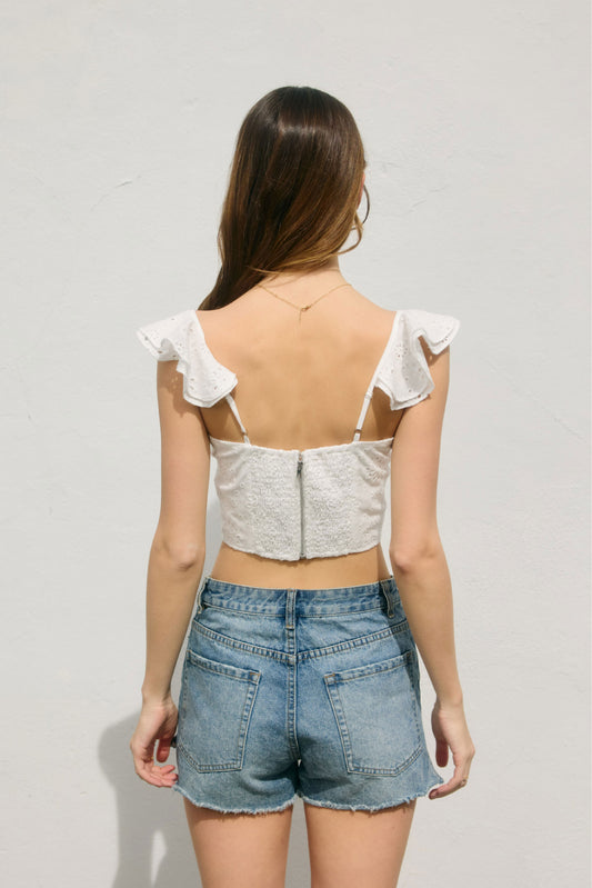Laters Baby Eyelet Corset Top - WHT