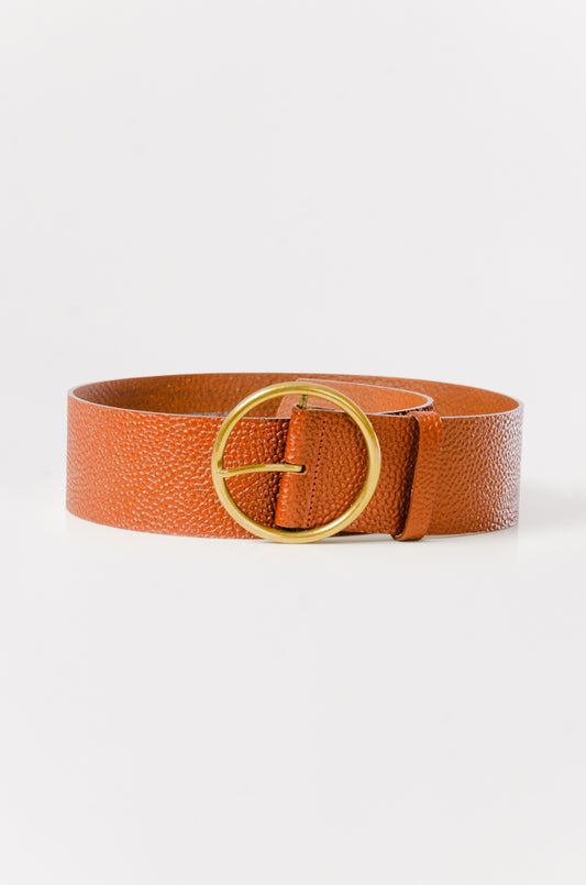 Leather Belt with Brass Buckle - CGN