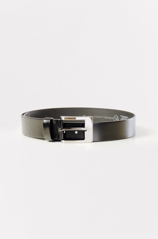 Leather Belt with Gunmetal Buckle - BLK