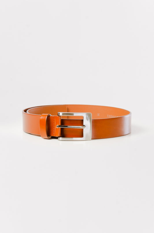 Leather Belt with Gunmetal Buckle - BRN
