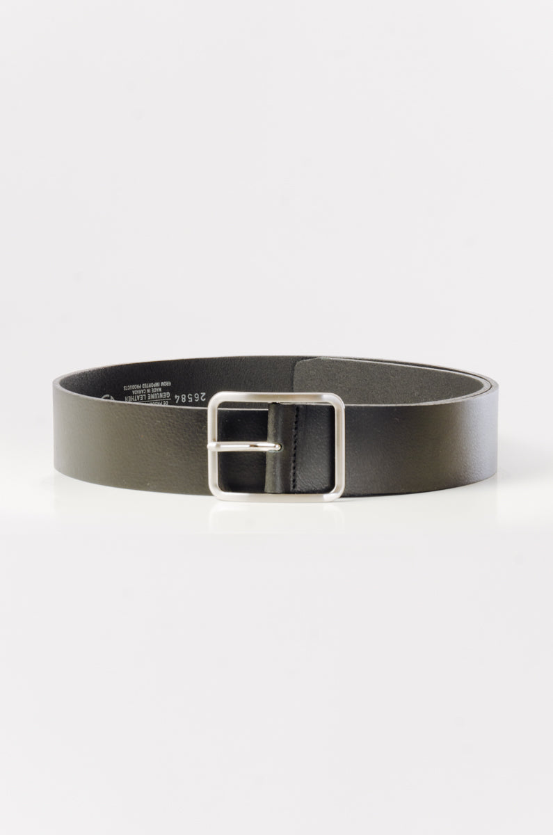 Leather Belt with Nickel Buckle