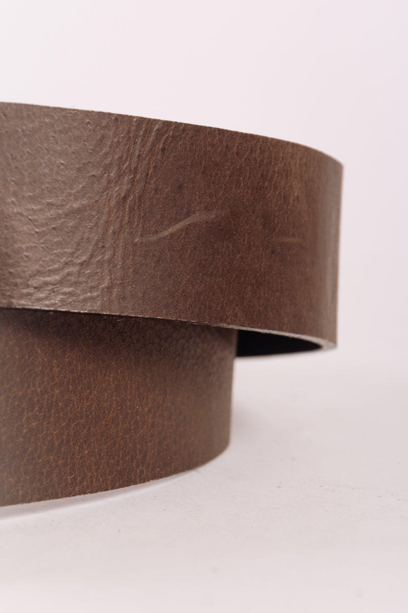 Leather Belt with Nickel Buckle - BRN