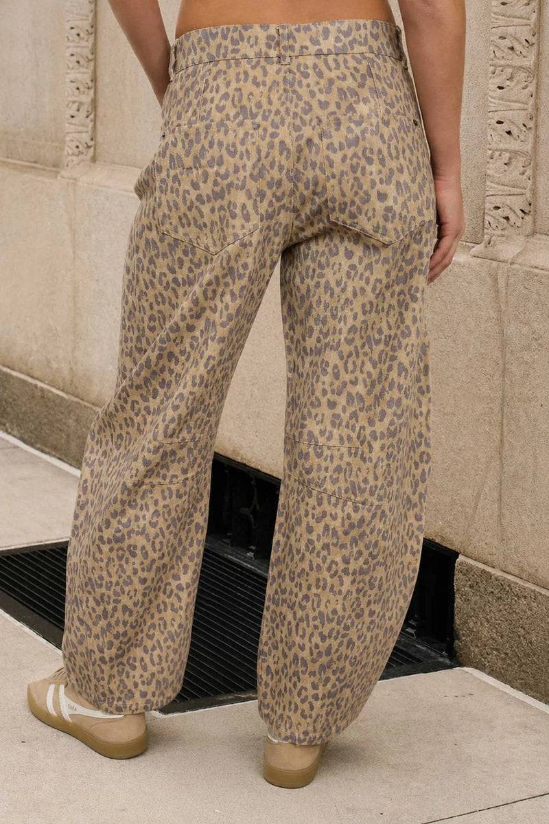 Leopard Barrel Jeans - KHA