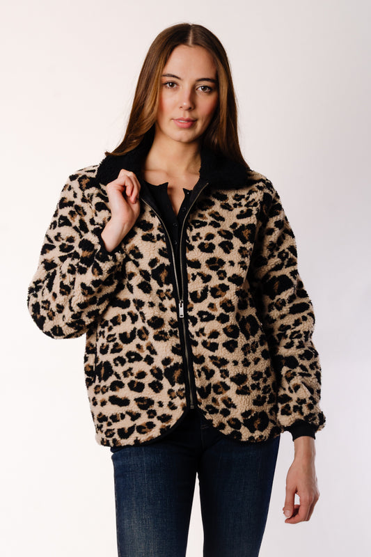 Leopard Sherpa Zip Jacket - ANI
