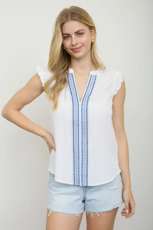 Lola Embroidered Blouse - WHT