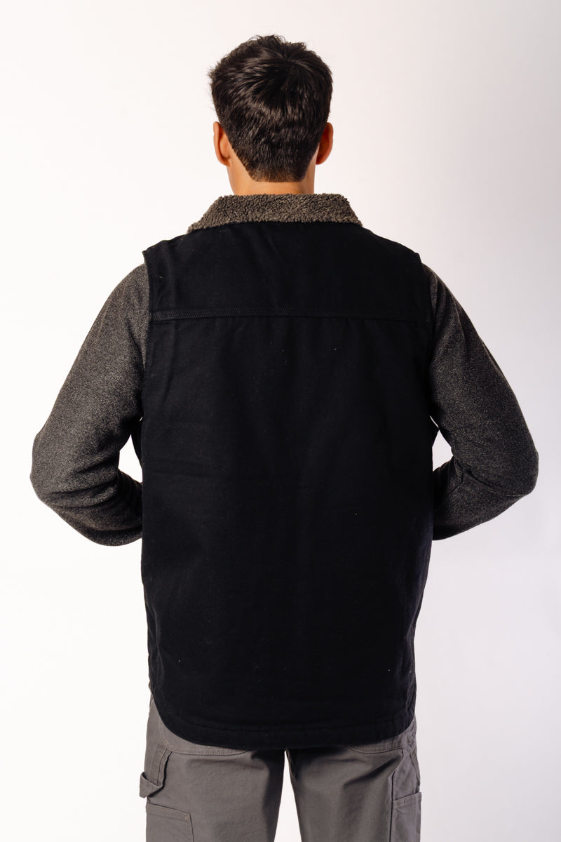 Loose Fit Sherpa-Lined Vest - BLK