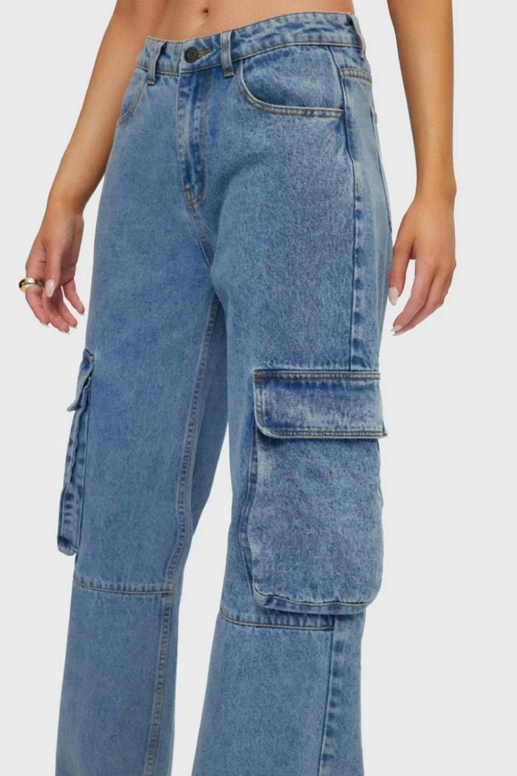 Low Rise Cargo Jeans - VBLU