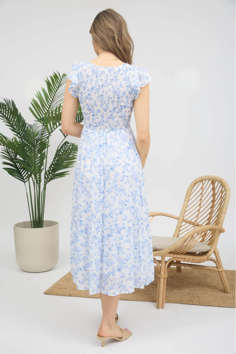 Lyra Floral Midi Dress - BLU
