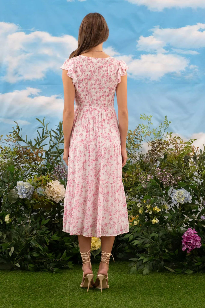 Lyra Floral Midi Dress - PNK