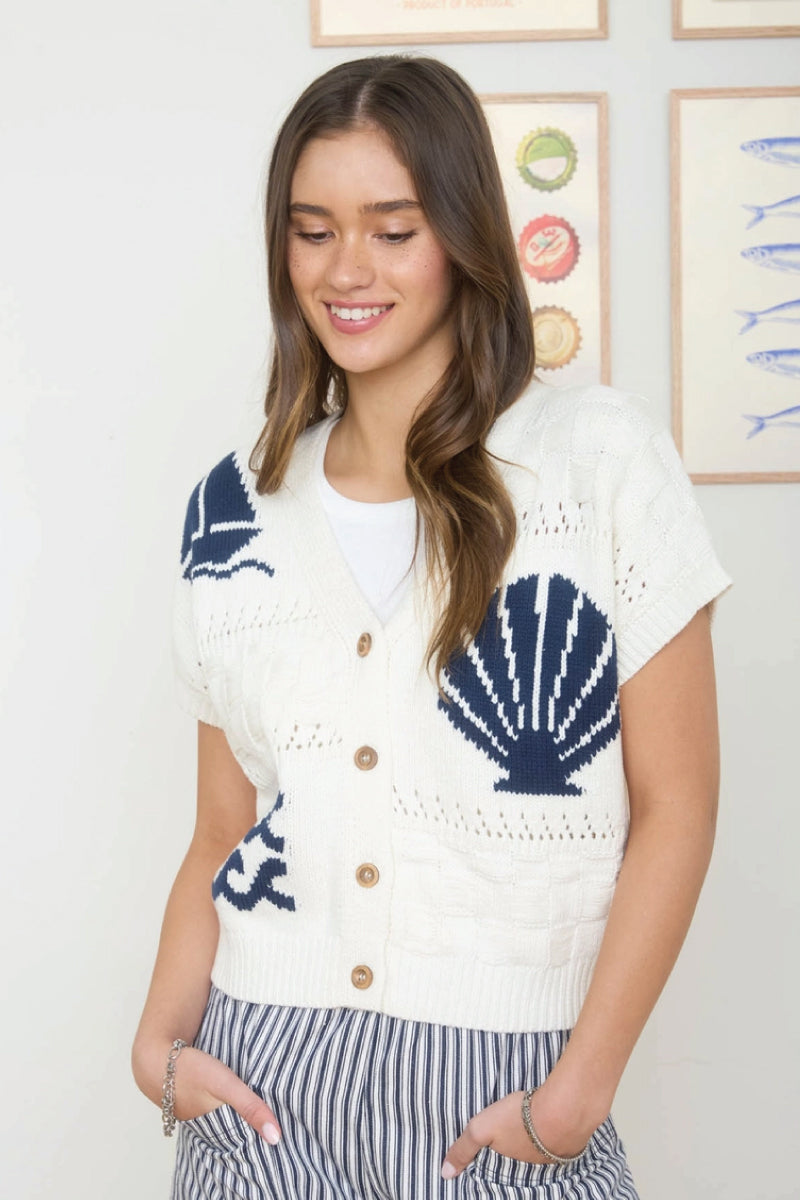 Marine Knit Cardigan - CRM