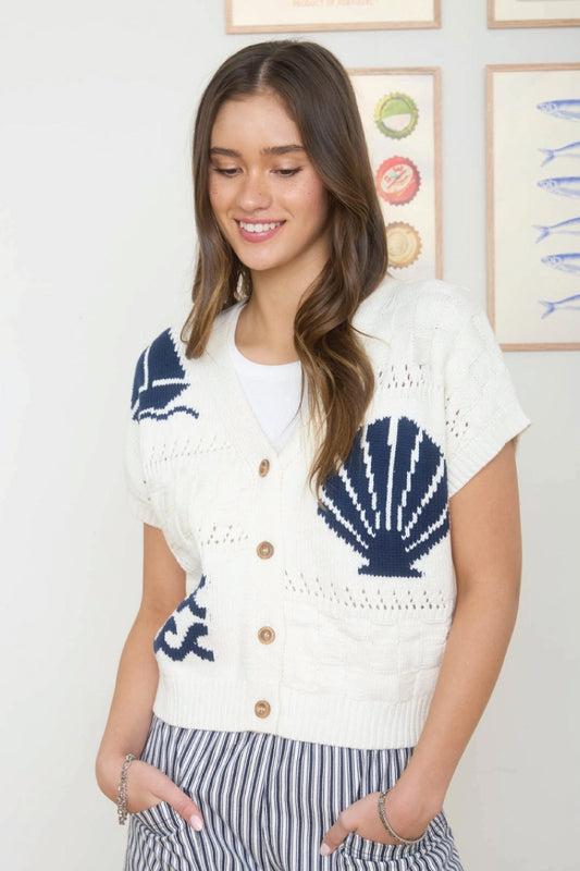Marine Knit Cardigan - CRM