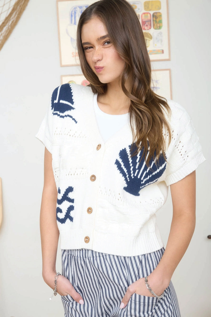 Marine Knit Cardigan - CRM