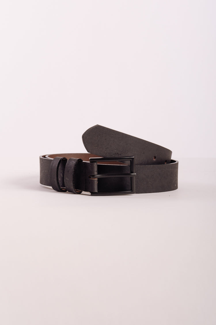 Matte Black Buckle Leather Belt - BLK