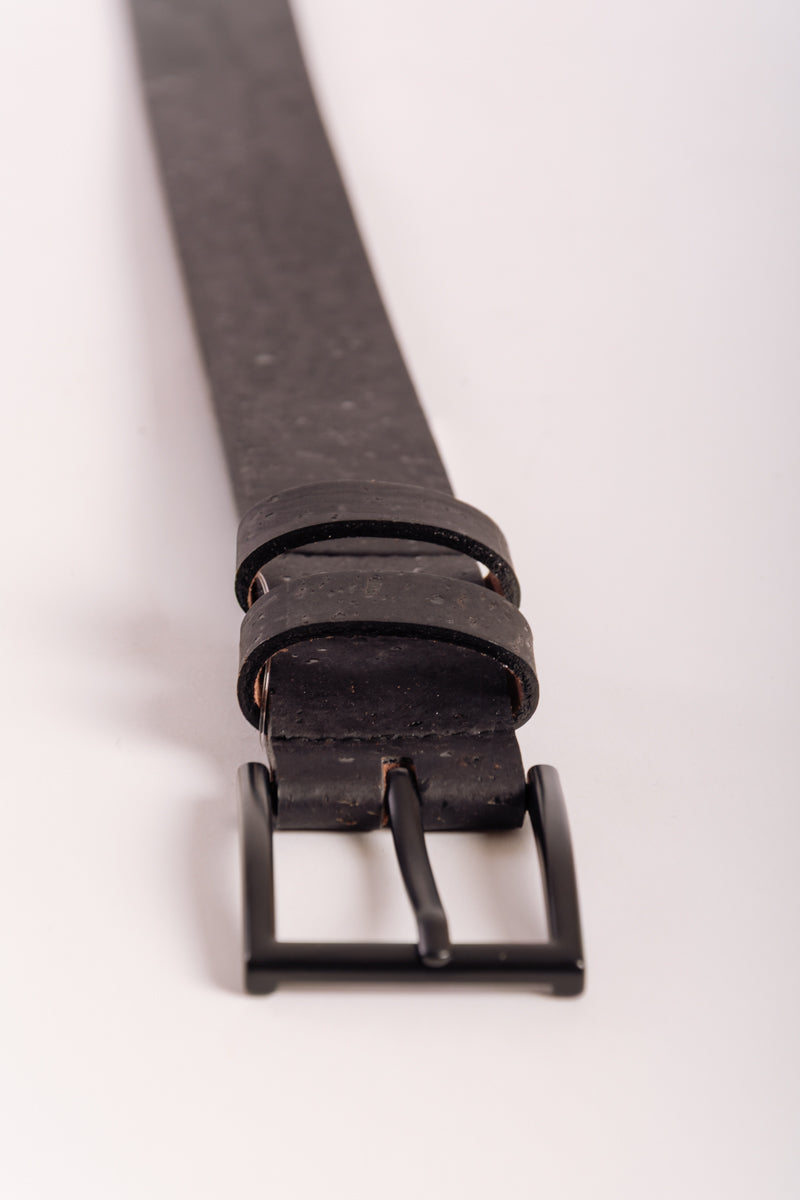 Matte Black Buckle Leather Belt - BLK